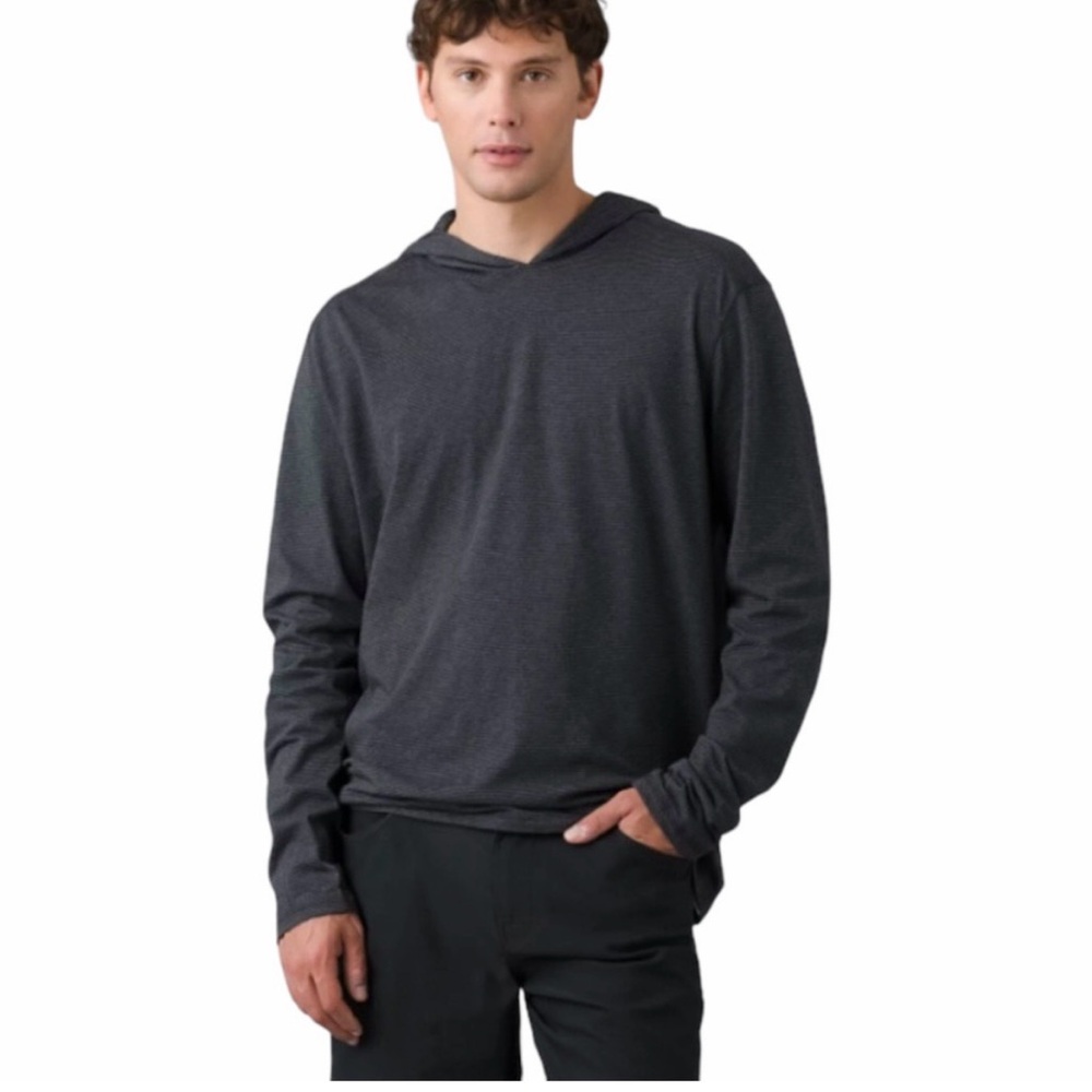 NWT Prana Hooded Pullover LS T-Shirt Charcoal Heather Gray XS Minimalist Casual